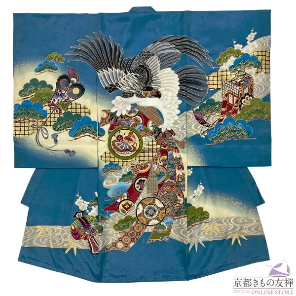 即決価格☆特選豪華刺繍入、大将兜龍、多色友禅古代祝い文、新品正絹産着祝着京友禅染 即決価格☆特選豪華大将兜龍、多色友禅古代祝い文、新品正絹産着