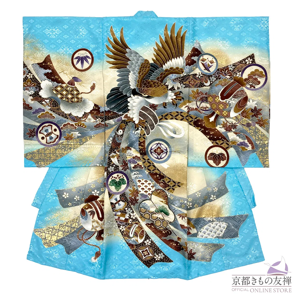 有名店在庫　最高級新品正絹産着（祝着）京友禅手描き美術、特撰祝い松竹梅流水古典文 有名店在庫 最高級新品正絹産着（祝着）京友禅手描き美術、特撰