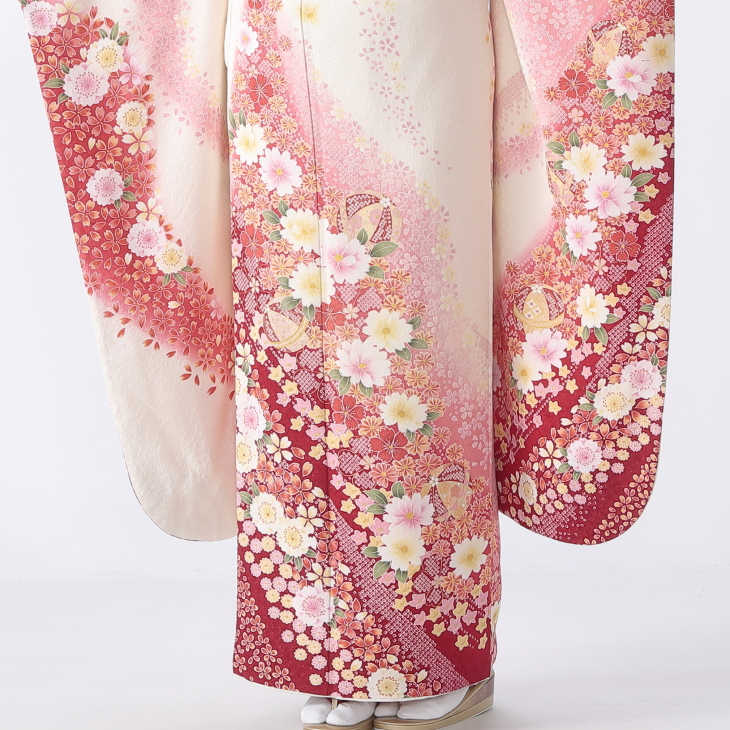 f0522112r2】【白・グレー系】振袖 レンタル フルセット Mサイズ 成人