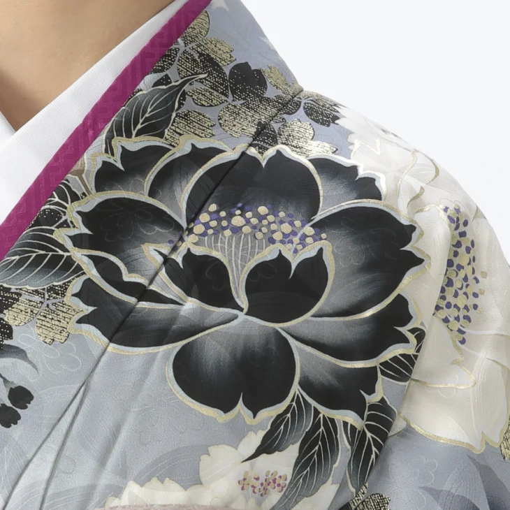 f0525355】【白・グレー系】振袖 販売 フルセット Lサイズ 【中古