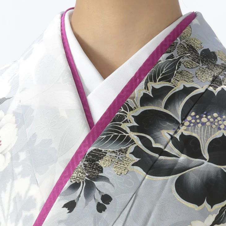 f0525355r】【白・グレー系】振袖 レンタル フルセット Lサイズ 【状態