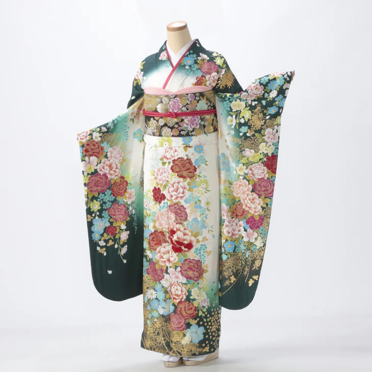 f0725023】【白・グレー系】振袖 販売 フルセット Mサイズ 【中古