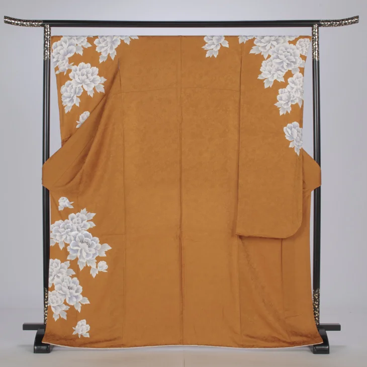 f0523284r】【からし・黄系】振袖 レンタル フルセット Lサイズ 【状態