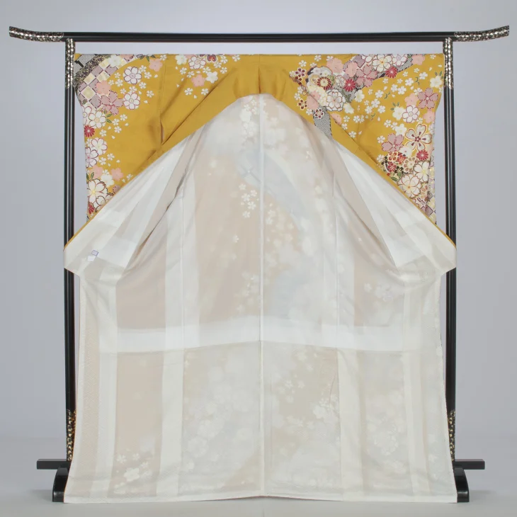 みかん　振袖単品 f0524202r】【からし・黄系】振袖 レンタル フルセット Lサイズ 【状態