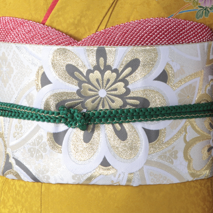 f0524462r】【からし・黄系】振袖 レンタル フルセット Lサイズ 【状態