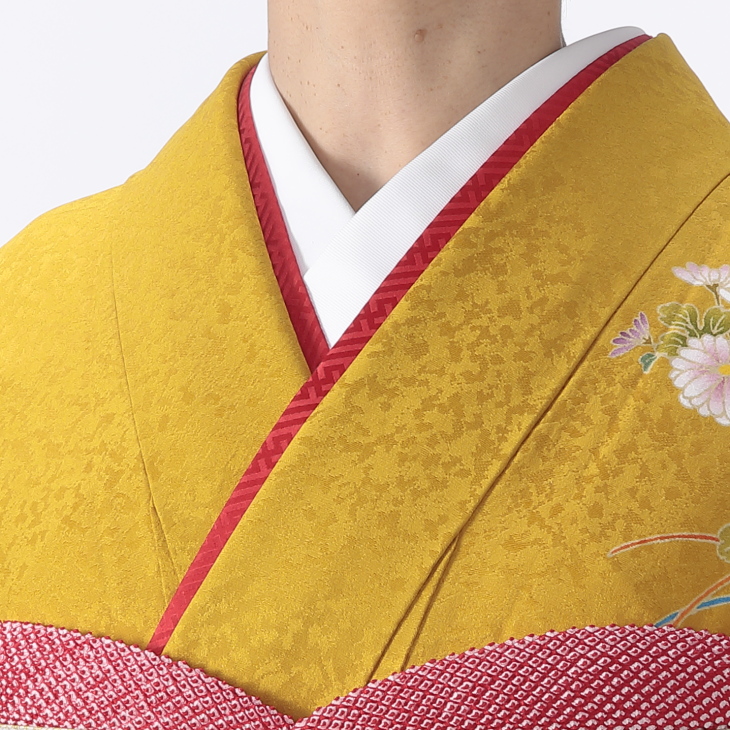 f0524462r】【からし・黄系】振袖 レンタル フルセット Lサイズ