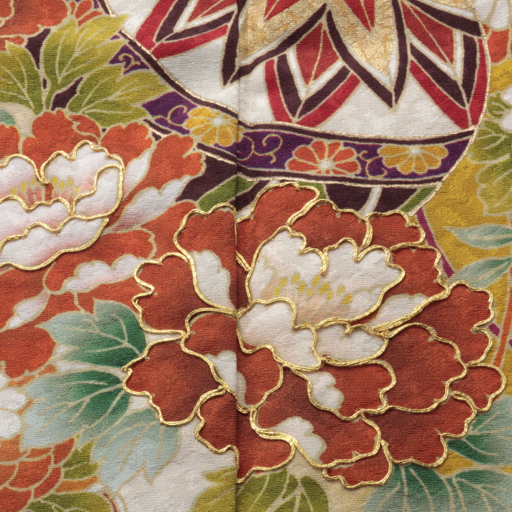 f0524462r】【からし・黄系】振袖 レンタル フルセット Lサイズ 【状態