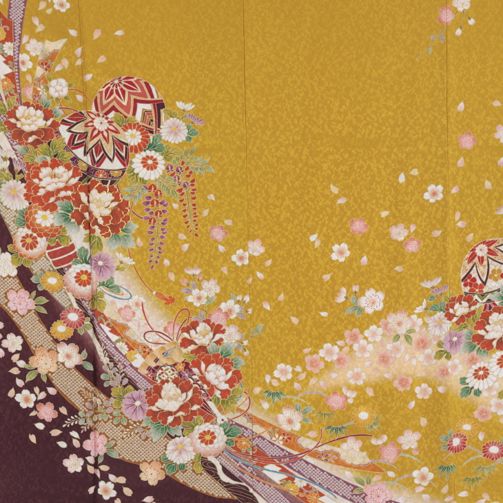 Hana‪‪‪ᵕ̈*ページ f0524462r】【からし・黄系】振袖 レンタル フルセット Lサイズ 【状態