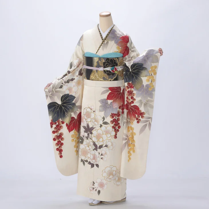 成人式　振袖　着物　フルセット f0722369r2】【からし・黄系】振袖 レンタル フルセット Mサイズ 成人