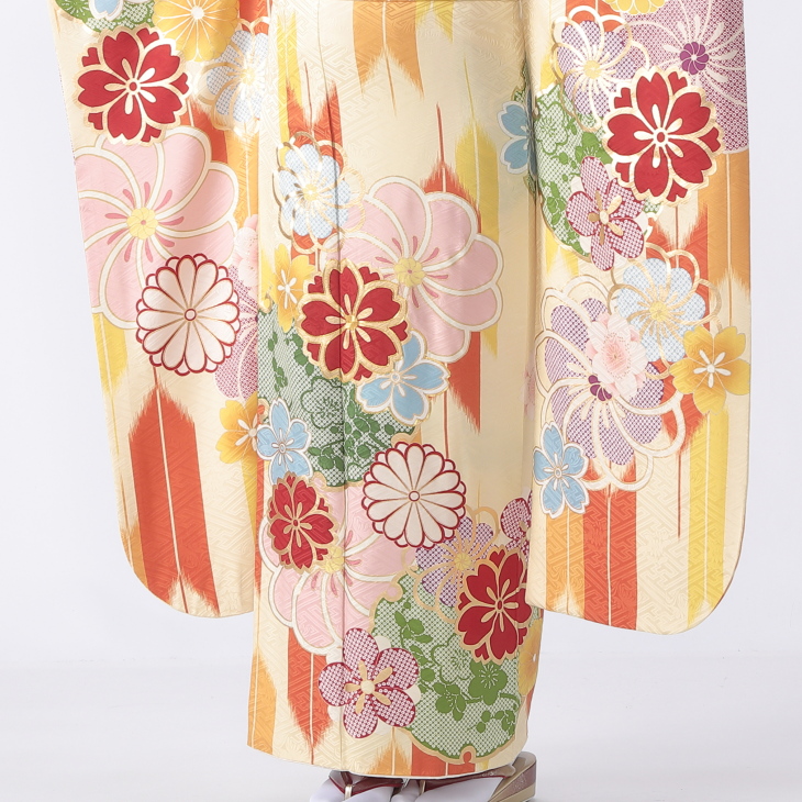 f0723257r2】【からし・黄系】振袖 レンタル フルセット Lサイズ 成人