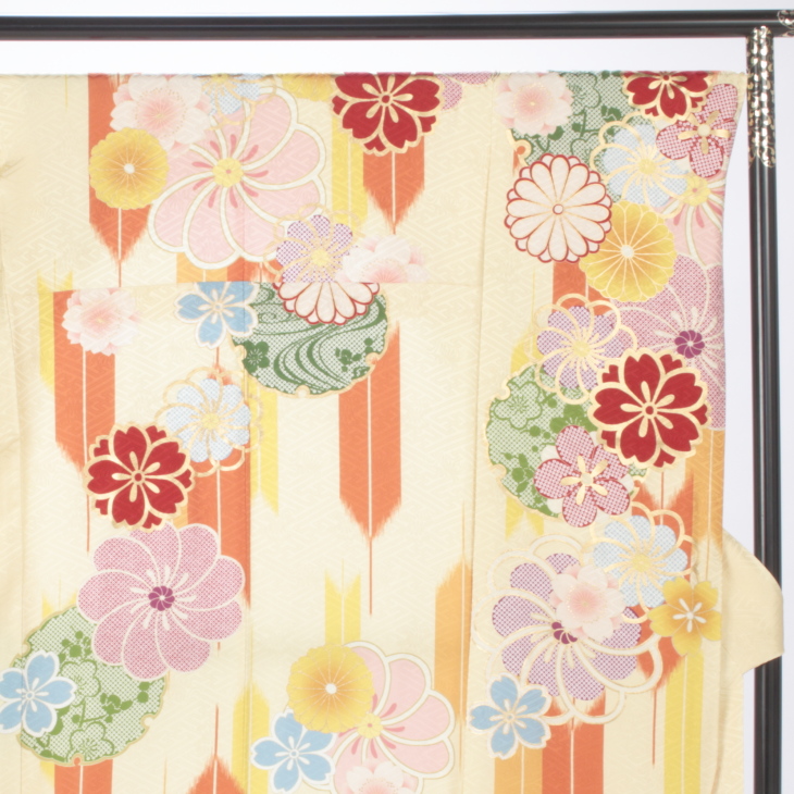 f0723257r2】【からし・黄系】振袖 レンタル フルセット Lサイズ 成人