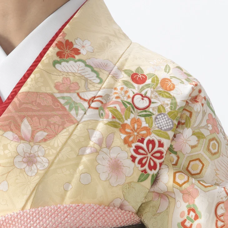 f0725066r】【からし・黄系】振袖 レンタル フルセット Lサイズ 【状態