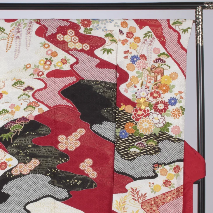 f0923048r】【からし・黄系】振袖 レンタル フルセット Mサイズ 【状態