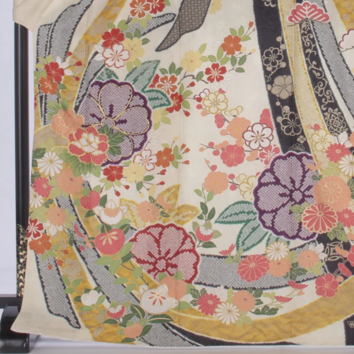 f1017040】【からし・黄系】振袖 販売 フルセット Lサイズ 【中古