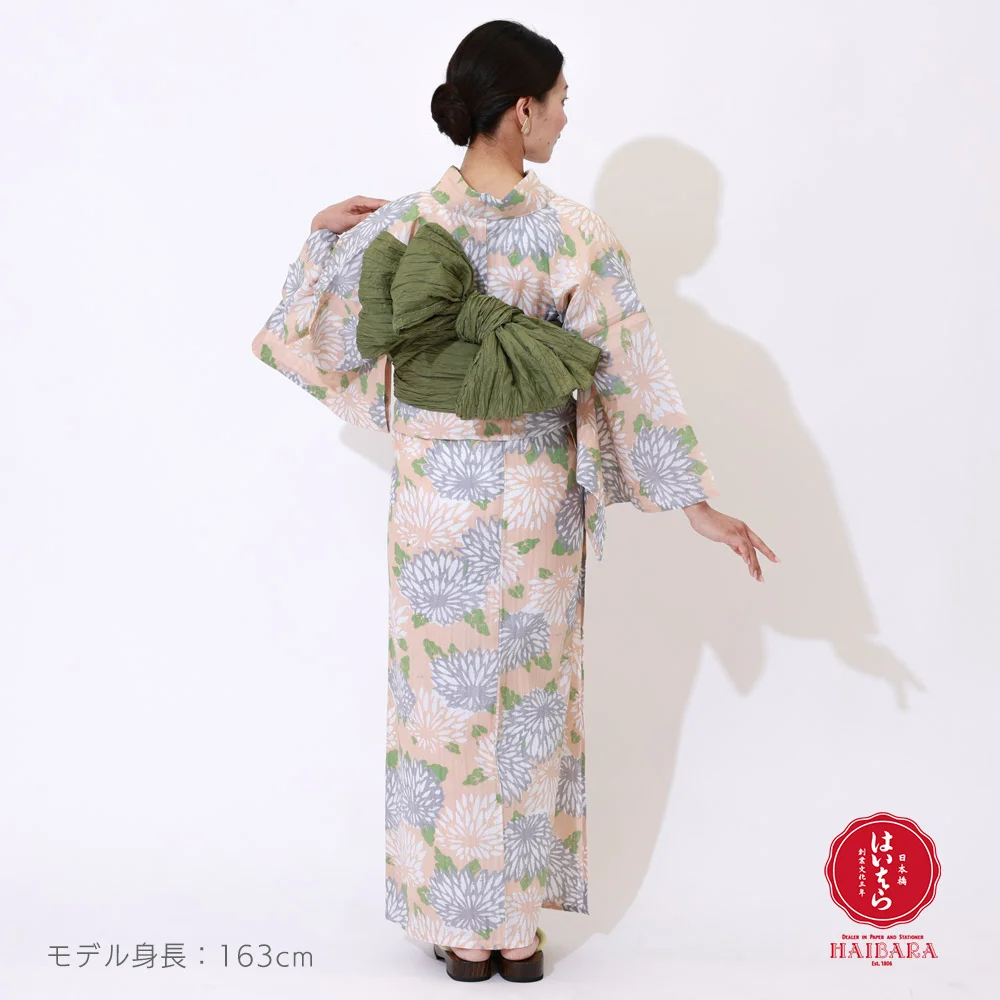 ブランド浴衣　綿　浴衣　鹿の子　菊花　流線　着物　023t 1.jpg