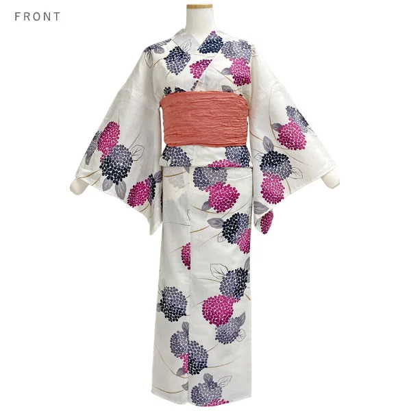 y2312802】浴衣 レディース 兵児帯 2点セット 人気のあじさい 花