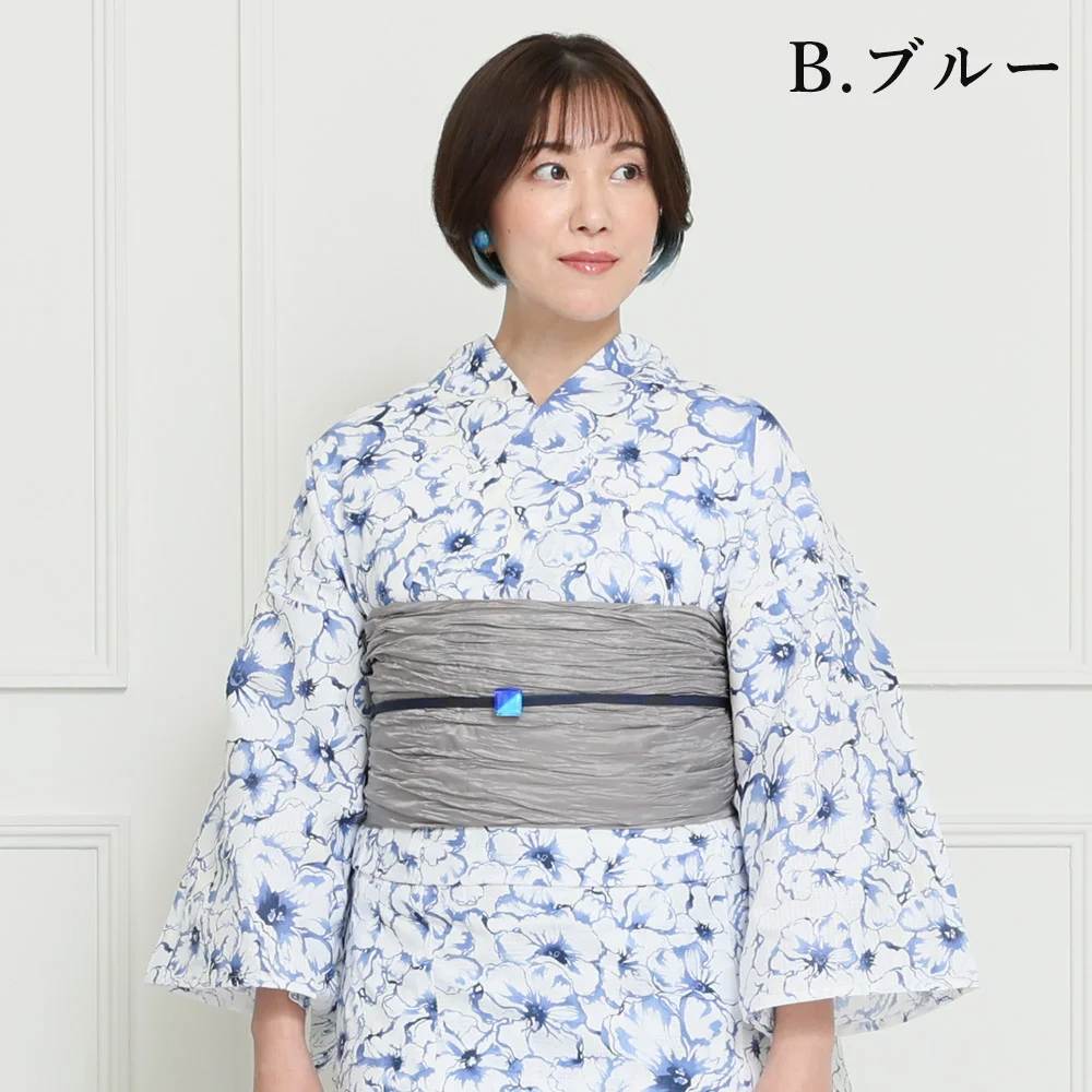【新品】浴衣2点セット 綿100% Fサイズ 綿紅梅 ヘコ帯 BONLECILL noir 浴衣 「BONLECILL noir」 「綿100%」 3点セット