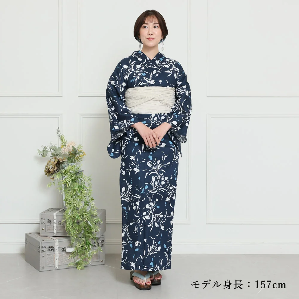 浴衣 綿紅梅 身長145-160cm y2412004】浴衣 レディース 兵児帯 2点セット 人気の花柄