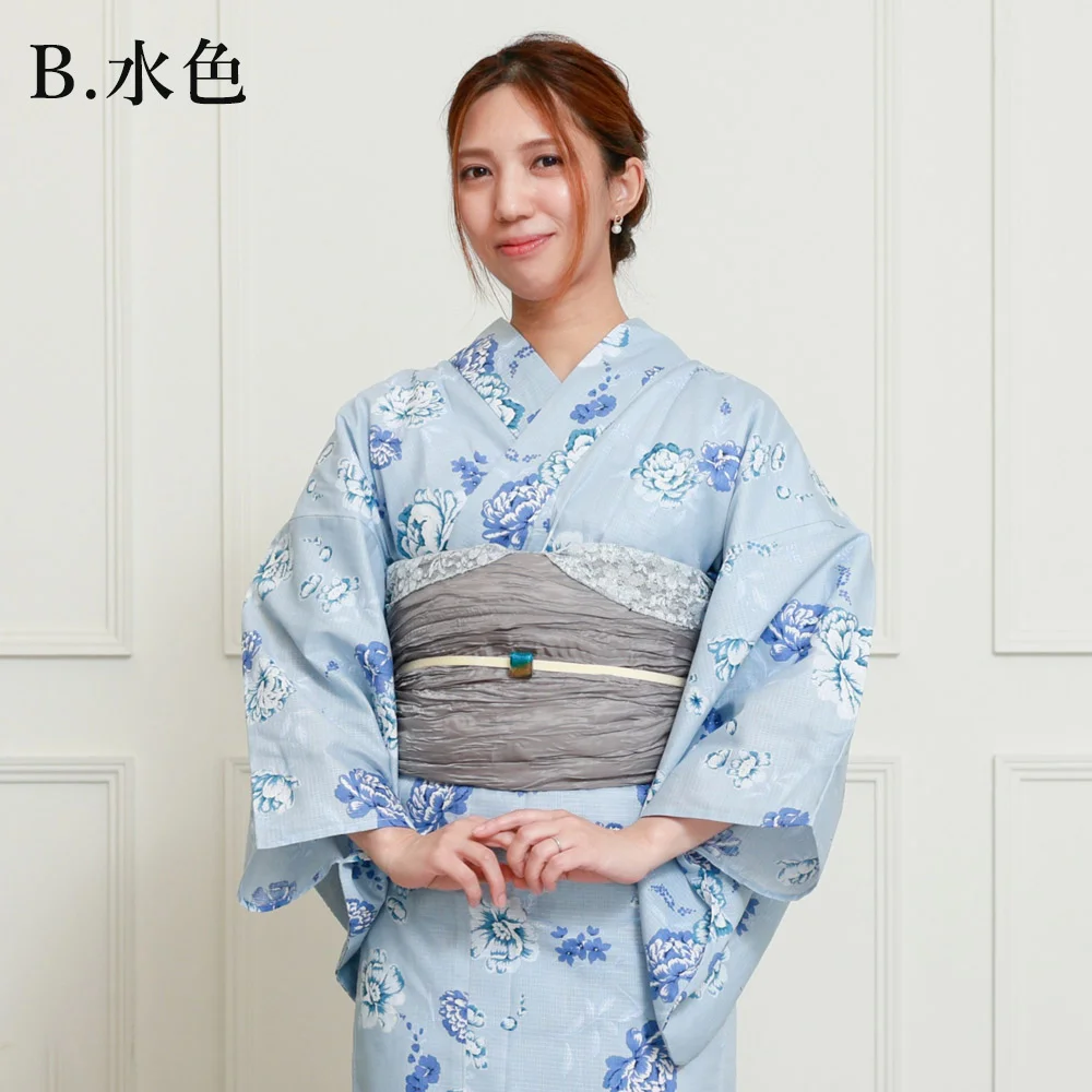 花柄 浴衣 兵児帯付き 新品未開封 y2412006.webp
