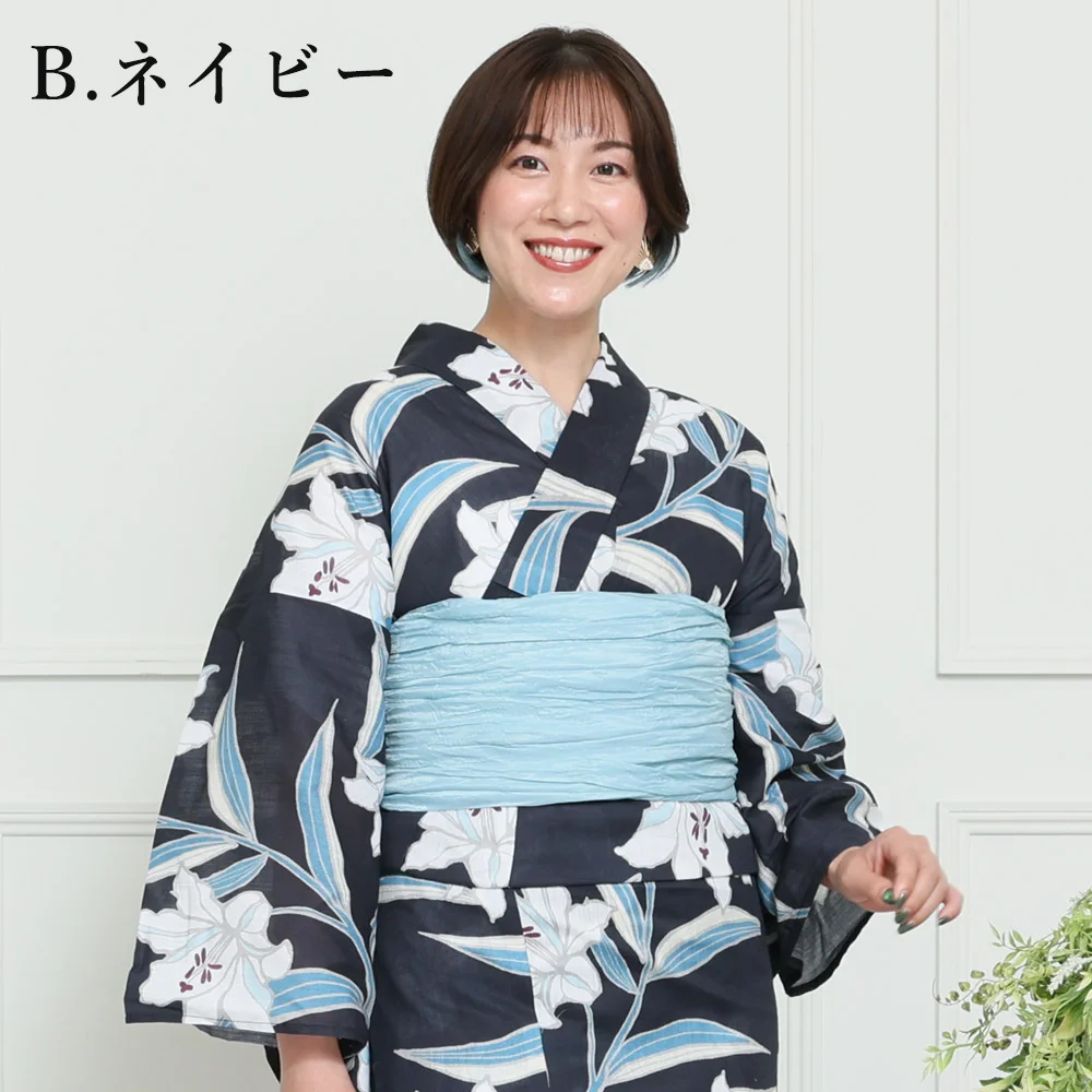 浴衣兵児帯　未使用品 y2412007】浴衣 レディース 兵児帯 2点セット 人気の切り絵百合