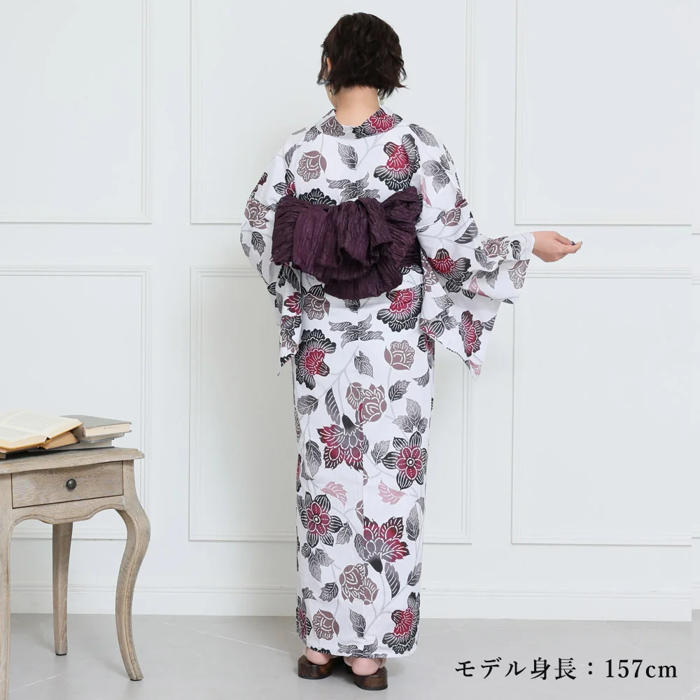 浴衣　青緑色　花文様　牡丹　夏　着物　レディース　A210 y2412008】浴衣 レディース 兵児帯 2点セット 古典柄 人気の更紗