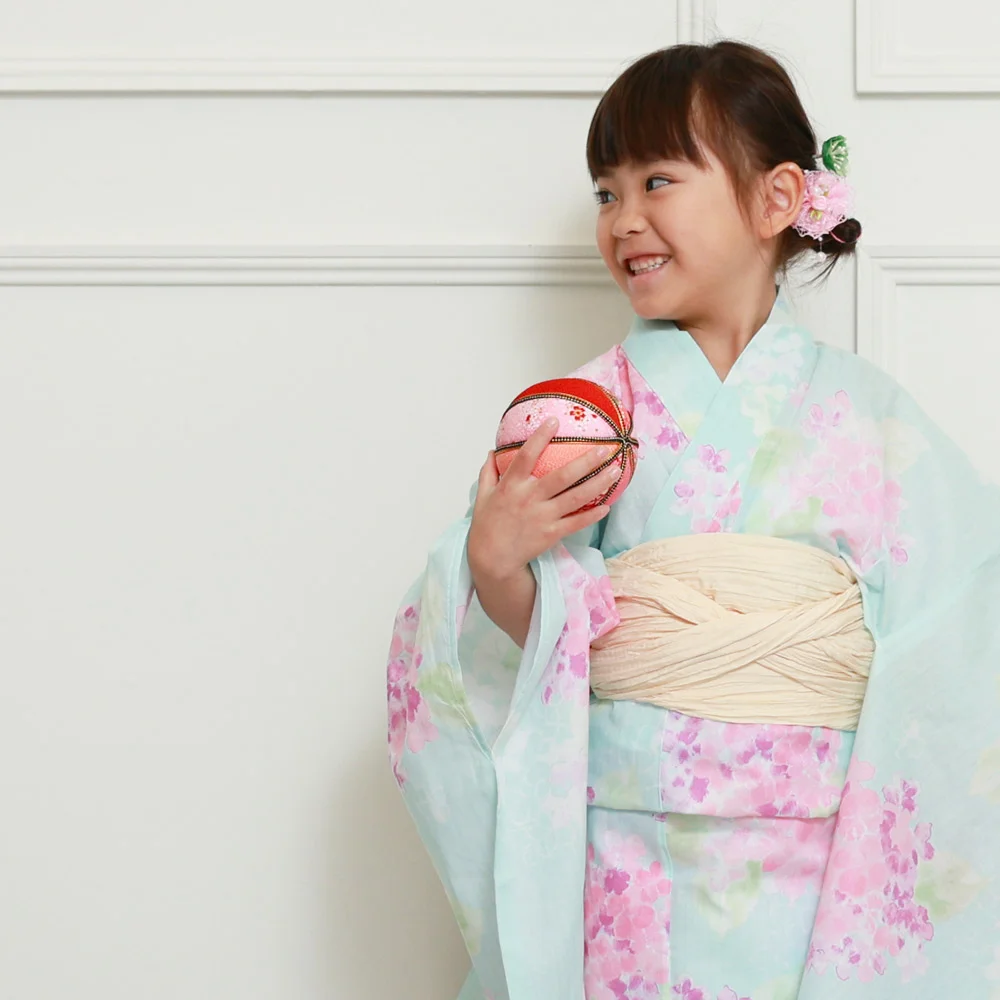 レトロ　キッズ　子供　浴衣　140cm　女の子　花柄　兵児帯　ピンク　黄緑 レトロ キッズ 子供 浴衣 140cm 女の子 花柄 兵児帯 ピンク 黄緑