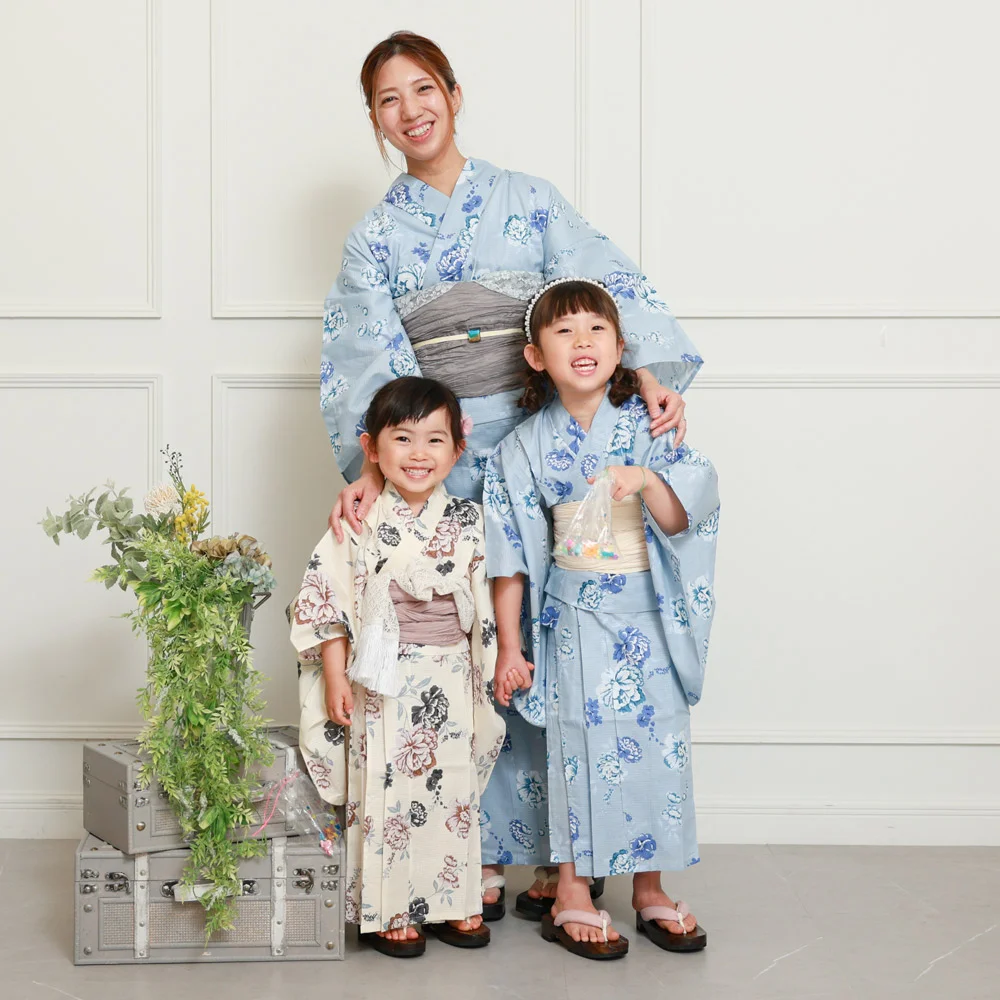 y2442004】浴衣 女の子 兵児帯 2点セット 人気の花柄 綿紅梅
